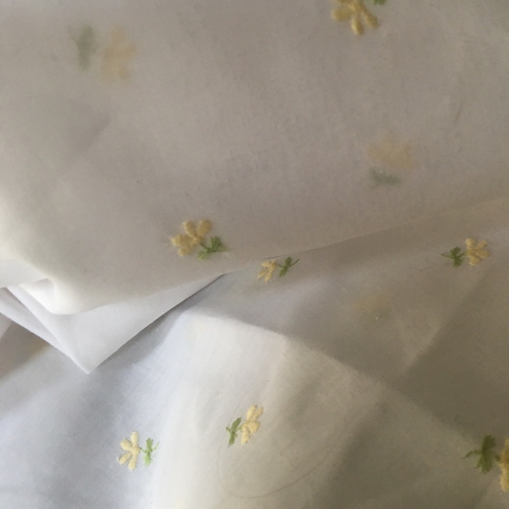 Vintage Laura Ashley Embroidered Yellow Flowers